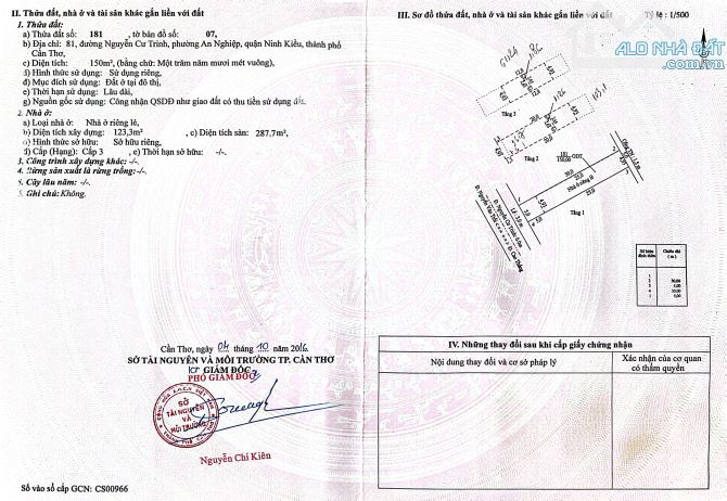 BÁN NHÀ MẶT TIỀN ĐƯỜNG NGUYỄN CƯ TRINH, NINH KIỀU, TP CẦN THƠ