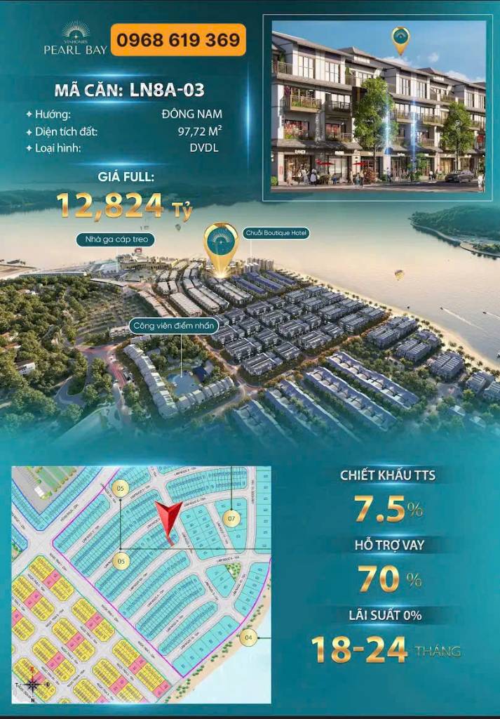 Bán Shophouse Lam Ngọc LN8A-03, vị trí cạnh cụm 28 căn Boutique Hotel 8 tầng, chỉ hơn 11.68 tỷ