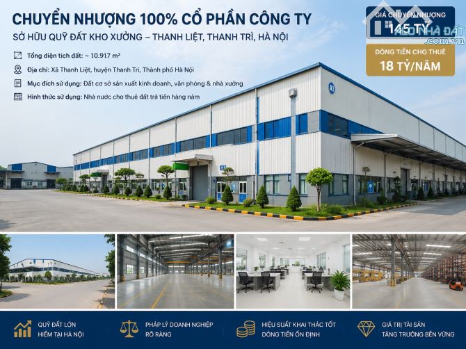 CHUYỂN NHƯỢNG KHU NHÀ XƯỞNG 1.1 HA MẶT ĐUOÈNGPHAN TRỌNG TUỆ - CHO THUÊ 18 TỶ/NĂM