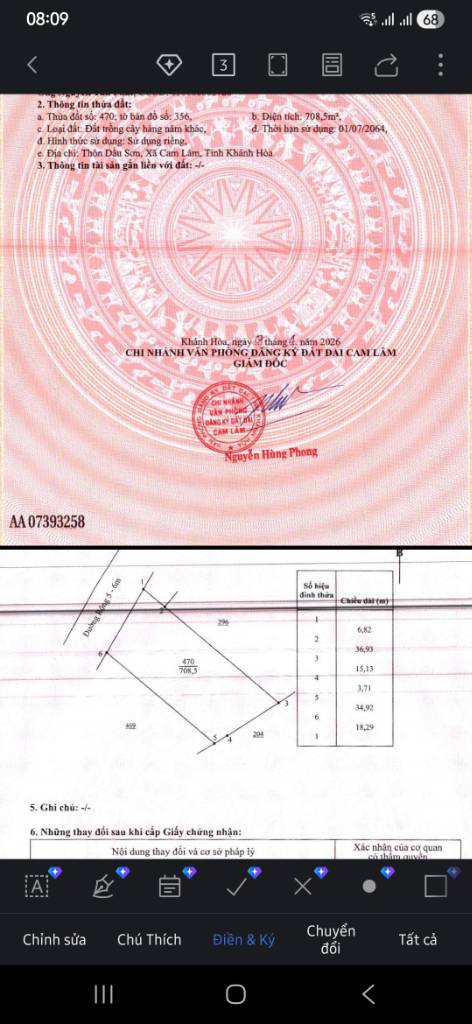 Bán đất cạnh KCN Suối Dầu Cam Lâm, 708m2 ngang 18m, giá chỉ 1 triệu/m2