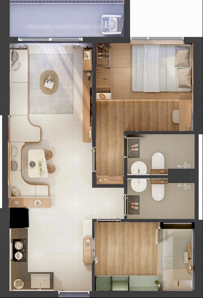 Bán căn hộ Bcons New Sky, 2PN 2WC thanh toán trước 140 triệu, vị trí mặt tiền QL13
