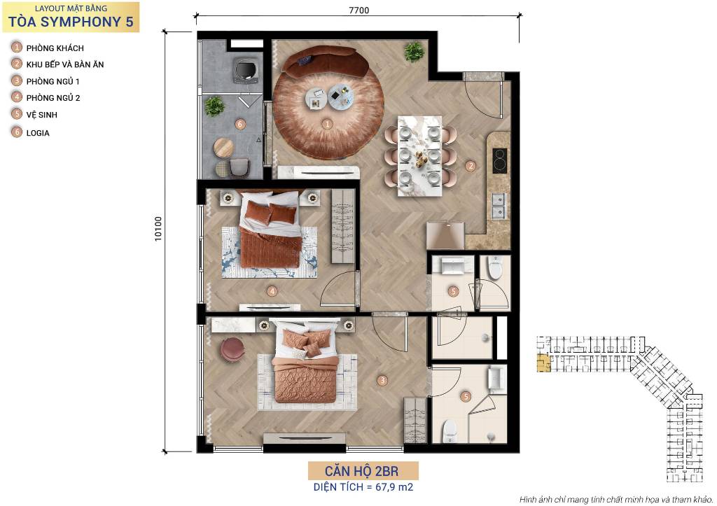 BÁN CĂN HỘ SYMPHONY RESIDENCE, DT 60M2, TIỀM NĂNG TRONG TƯƠNG LAI, GIÁ CHỈ 85TR/M2