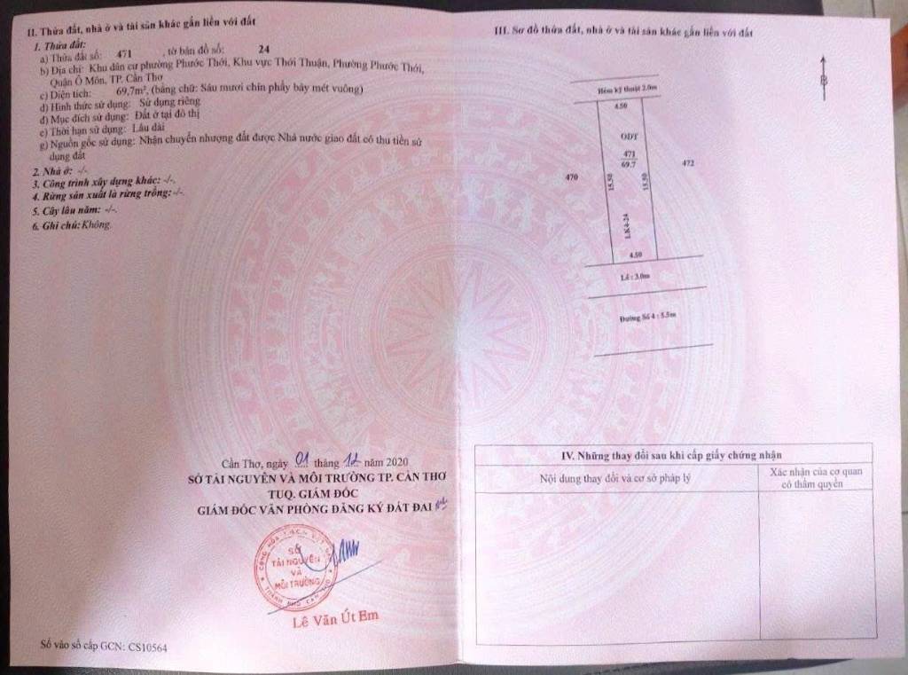 Bán đất đường Tôn Đức Thắng Ô Môn Cần Thơ, gần KDC Phước Thới, sổ hồng riêng