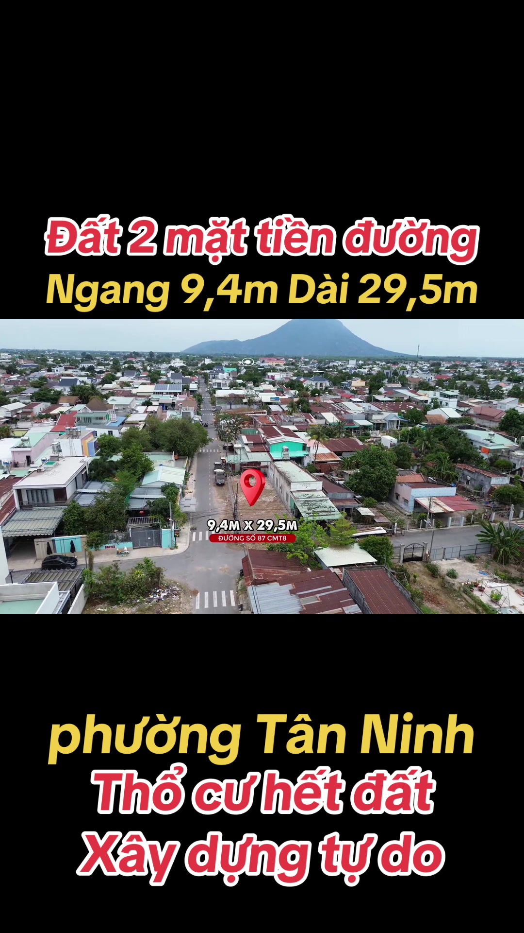 Đất 2 mặt tiền ngay trung tâm Tây Ninh gần chùa Tòa Thánh