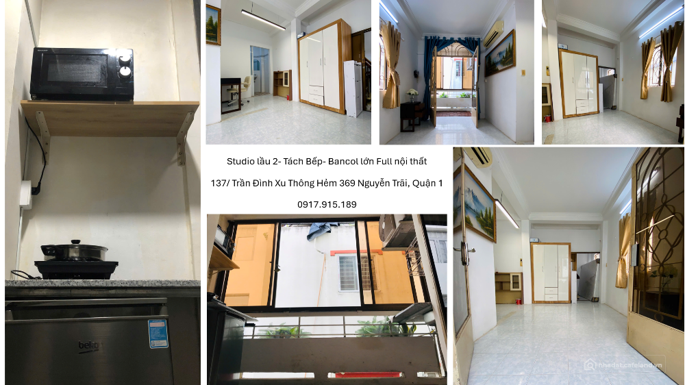 STUDIO LẦU 2- 30 M2- TÁCH BẾP- BANCOL LỚN- FREE XE- 137/ TRẦN ĐÌNH XU- 5,5TR/TH