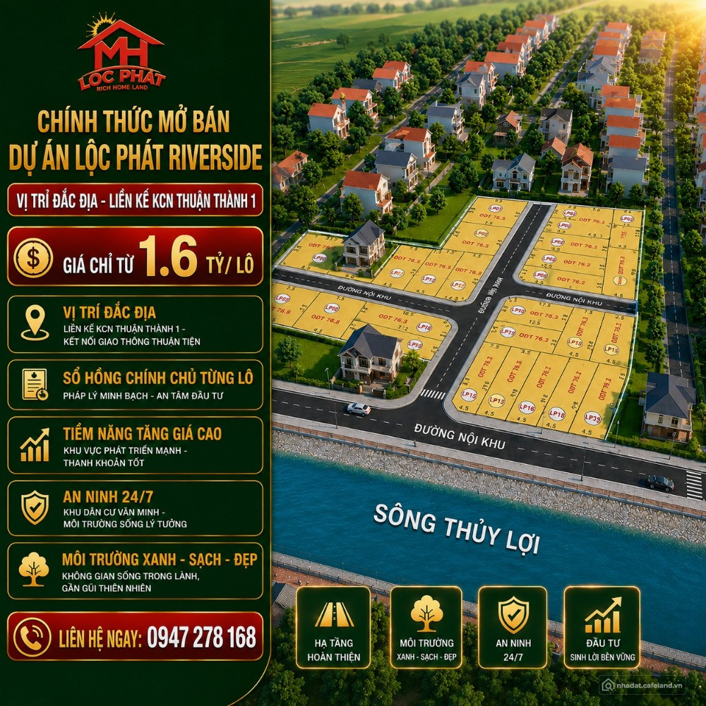 CHỈ TỪ HƠN 1 TỶ – SỞ HỮU ĐẤT ĐẸP TẠI "LỘC PHÁT RIVERSIDE- TX THUẬN THÀNH