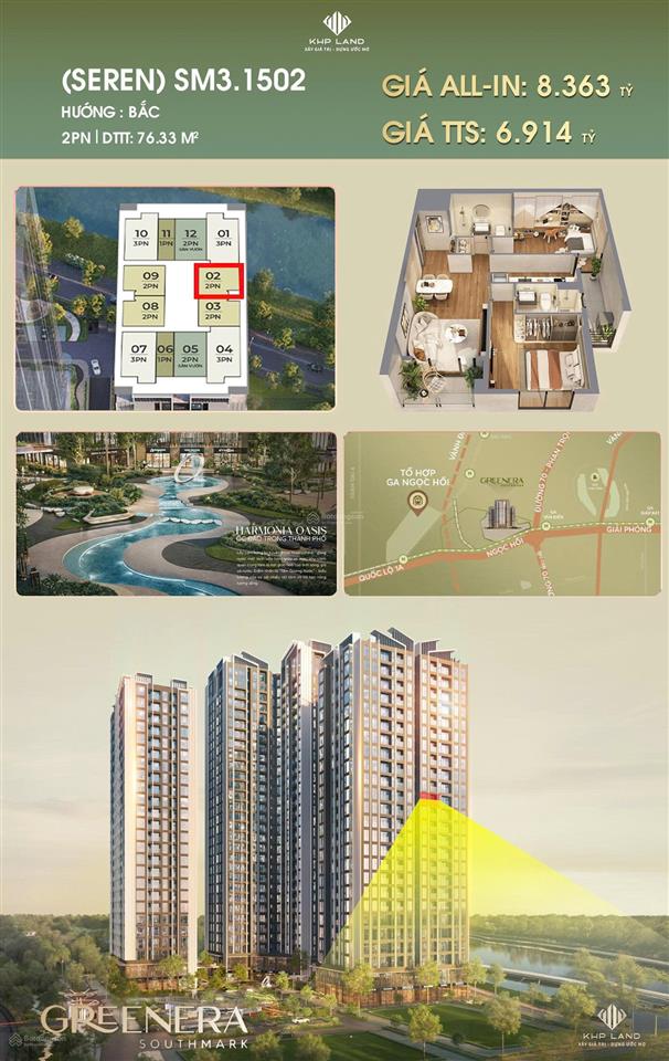 Nhận chiết khấu 21.5% (gtch), tặng ngay 800 tr view sông tầng đẹp dự án greenera southmarlk