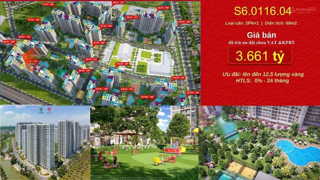 Căn 2pn + 1 giá 3,4 tỷ căn góc view trực diện hồ cá koi và hồ bơi, tòa s6.03 mua trực tiếp cđt