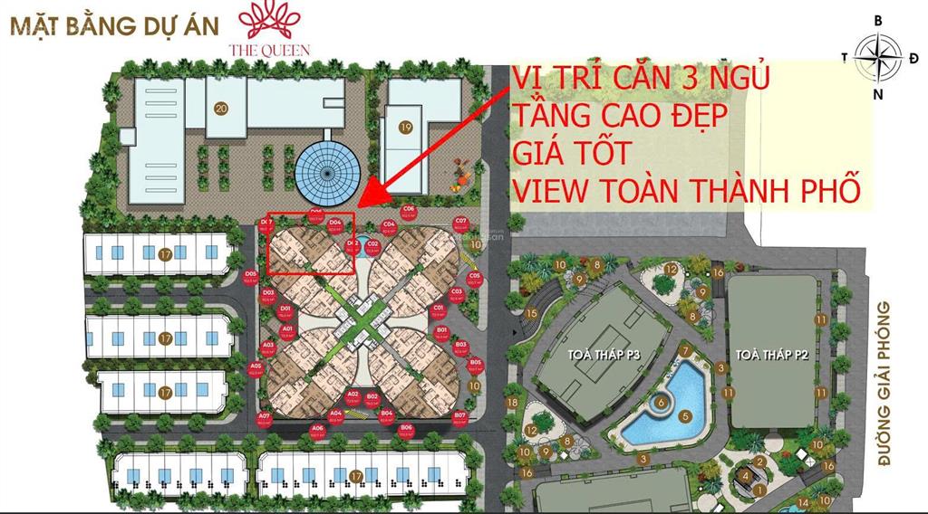 Cam kết căn thật giá thật căn 3 ngủ 10,49 tỷ tầng đẹp the queen 360 giải phóng