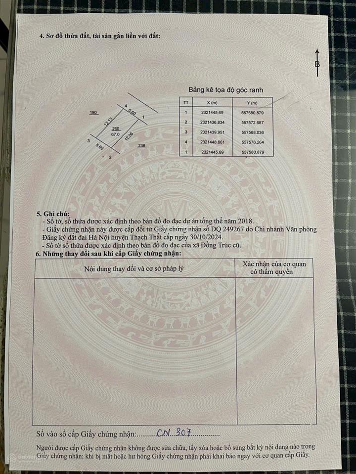 Bán lô đất chính chủ thôn khoang mái xã hạ bằng 67m2, mt 5,8m