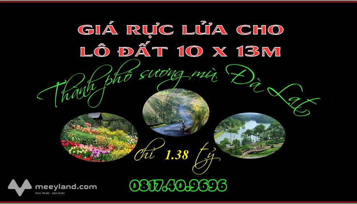 Đất Đà Lạt đang sốt, chỉ còn lô đẹp rẻ sổ hồng 10m x 13m, chỉ 1,38 tỷ