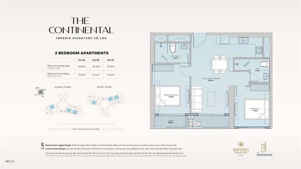Căn 2pn 66m² thông thuỷ tốt trong thị trường imperia signature cổ loa, tầng cao, hướng đông bắc