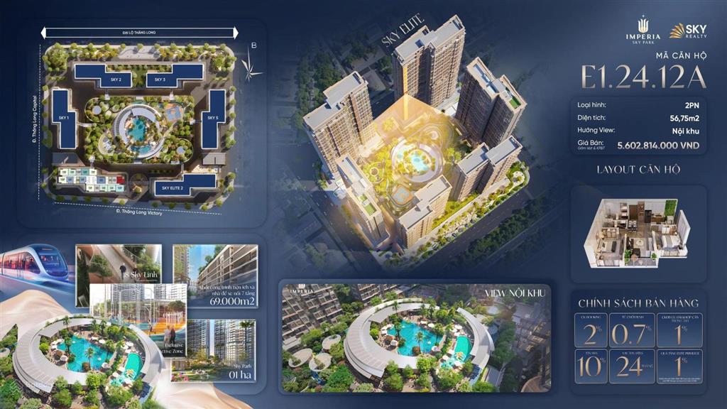 Độc quyền căn góc tòa e1. 56m2 tầng trung view nội khu giá tts