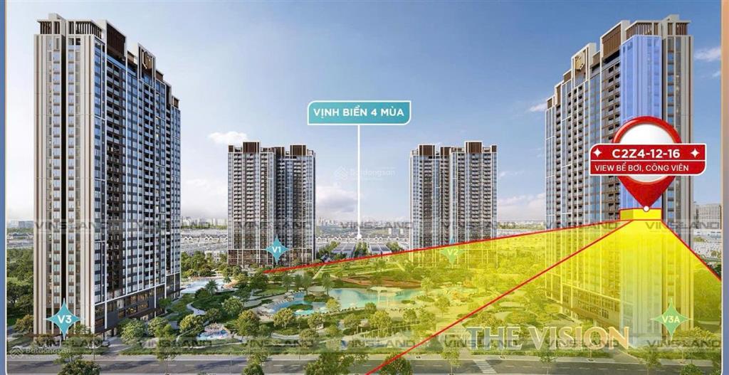 Căn góc 2pn 2vs của the vision masteri era landmark view bể bơi & công viên 0981 721 ***