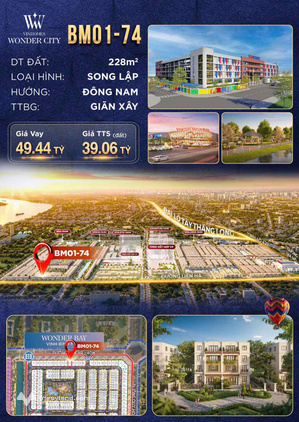 Bán biệt thự song lập Vinhomes Wonder City, hướng Đông Nam, vị trí trung tâm khó tìm