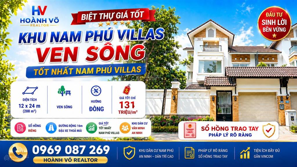 Biệt thự nam phú villas giảm giá sâu 31 tỷ bán nhanh