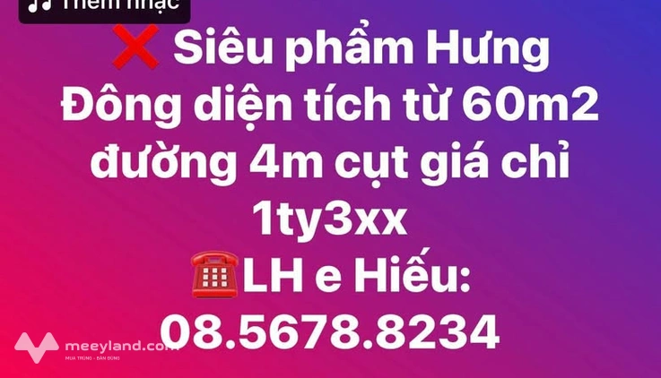 Bán đất Hưng Đông, thành phố Vinh, diện tích 60m2, giá chỉ từ 1,3 tỷ