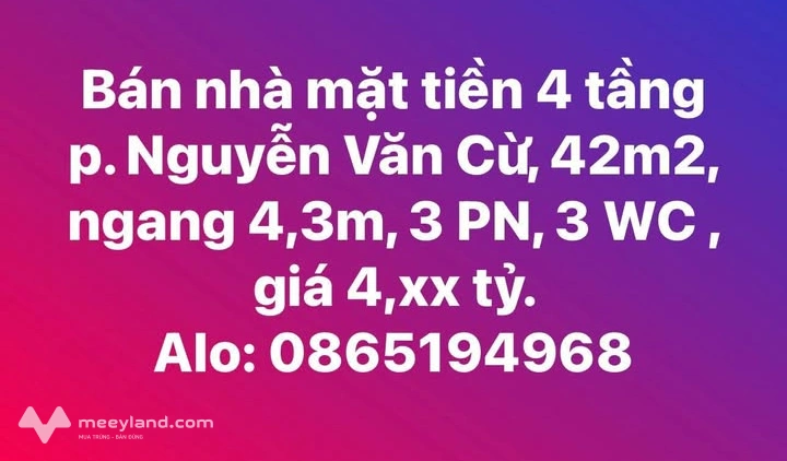 Nhà mặt tiền Nguyễn Văn Cừ, 4 tầng lô góc, ngang 4,3m, giá hời