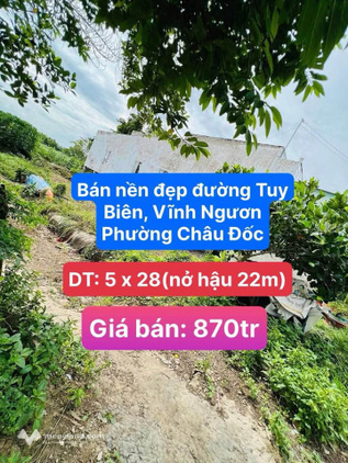 Bán nền view sông đẹp Tuy Biên, Châu Đốc, 138m2, full thổ cư, chỉ 870 triệu