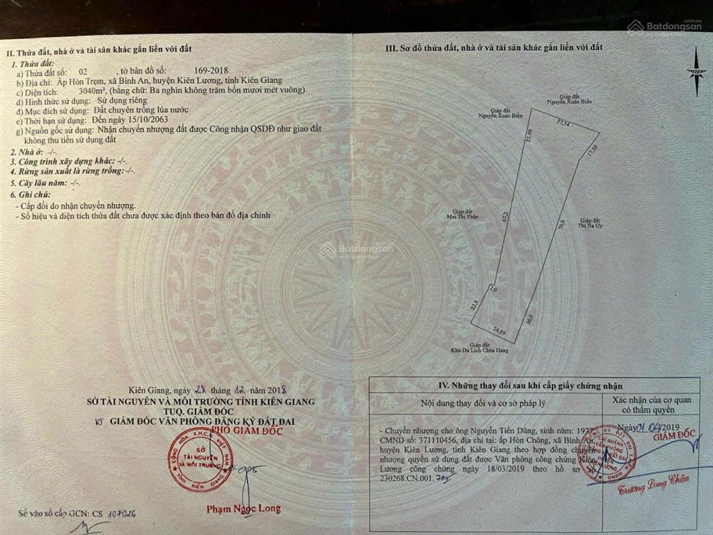 Cần bán đất đẹp khu du lịch biển nổi tiếng chùa hang, hòn phụ tử kiên lương an giang
