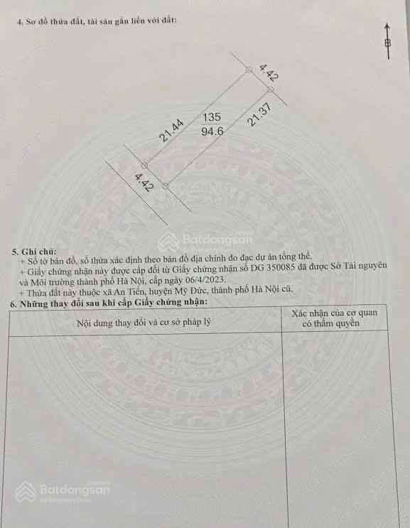 Bán đất sổ đỏ thôn đông mỹ, xã hương sơn, hà nội (trước đây thuộc xã an tiến, huyện mỹ đức)