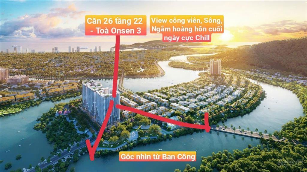Studio tầng cao view sông, núi, ngắm hoàng hôn, công viên onsen tại the onsen 3 charmora city