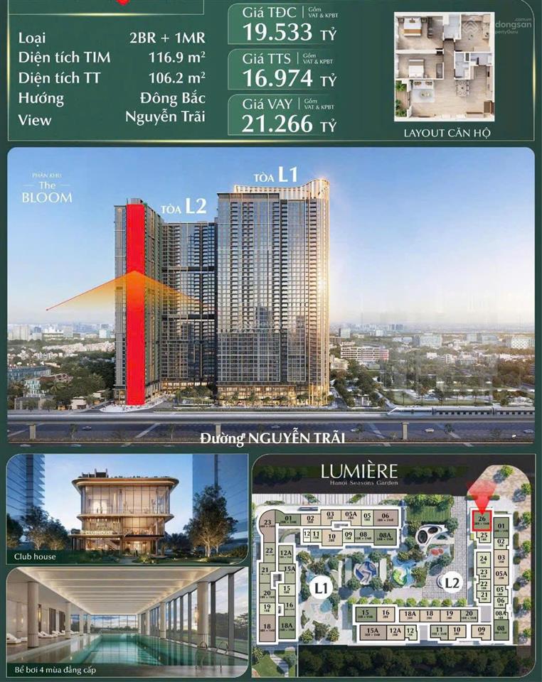 Căn 2 ngủ +1 đa năng số 26 tòa l2 giá 16 tỷ view xa siêu đẹp, ck 15%+ gói nt. 0962 284 ***