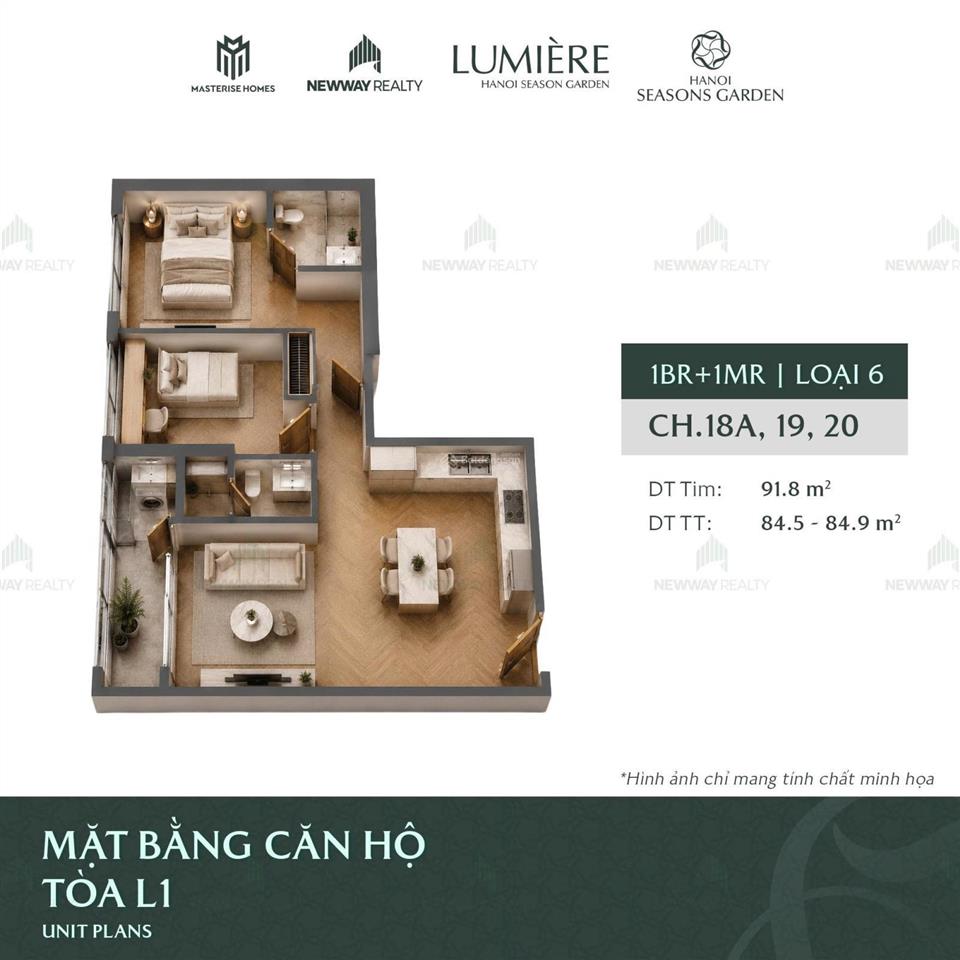 Bán căn 2pn giá tốt masterise cao xà lá 74m² 9,1 tỷ mua trực tiếp cđt