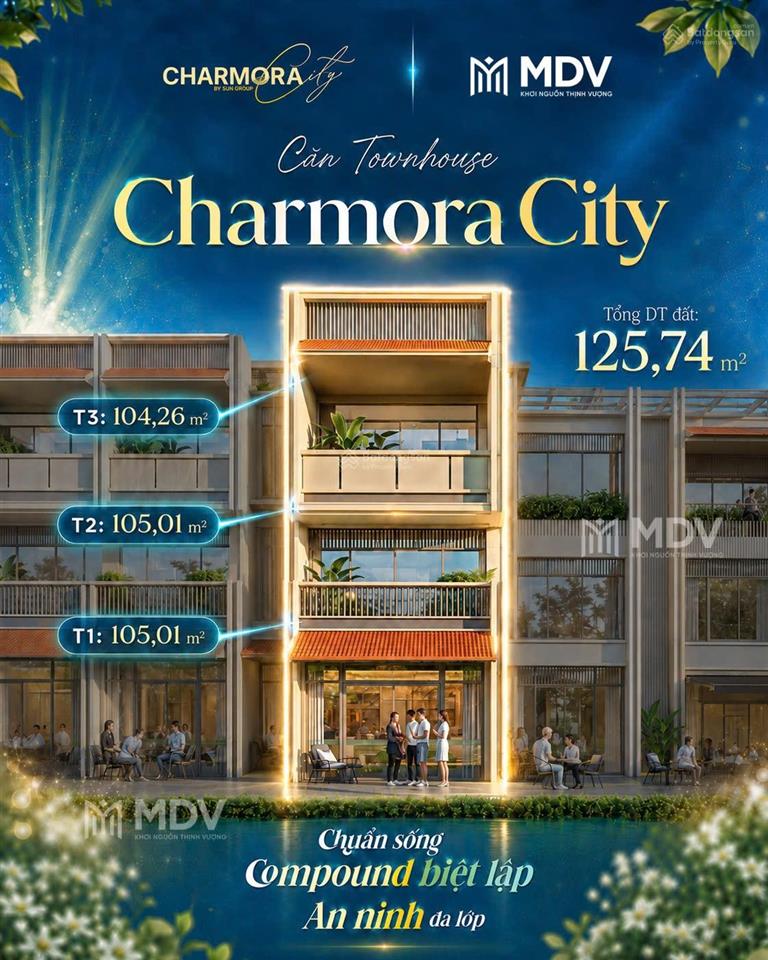 Charmora city sở hữu căn liền kề 3 tầng d563 cạnh trục chính d6 và công viên giá tts chỉ 12,31 tỷ