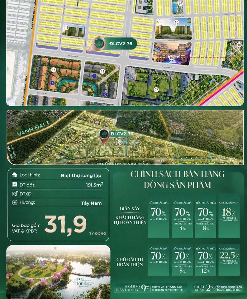 Song lập vip nhất vinhomes sài gòn park góc ngã 4, dt 192m2 giá 31,9 tỷ