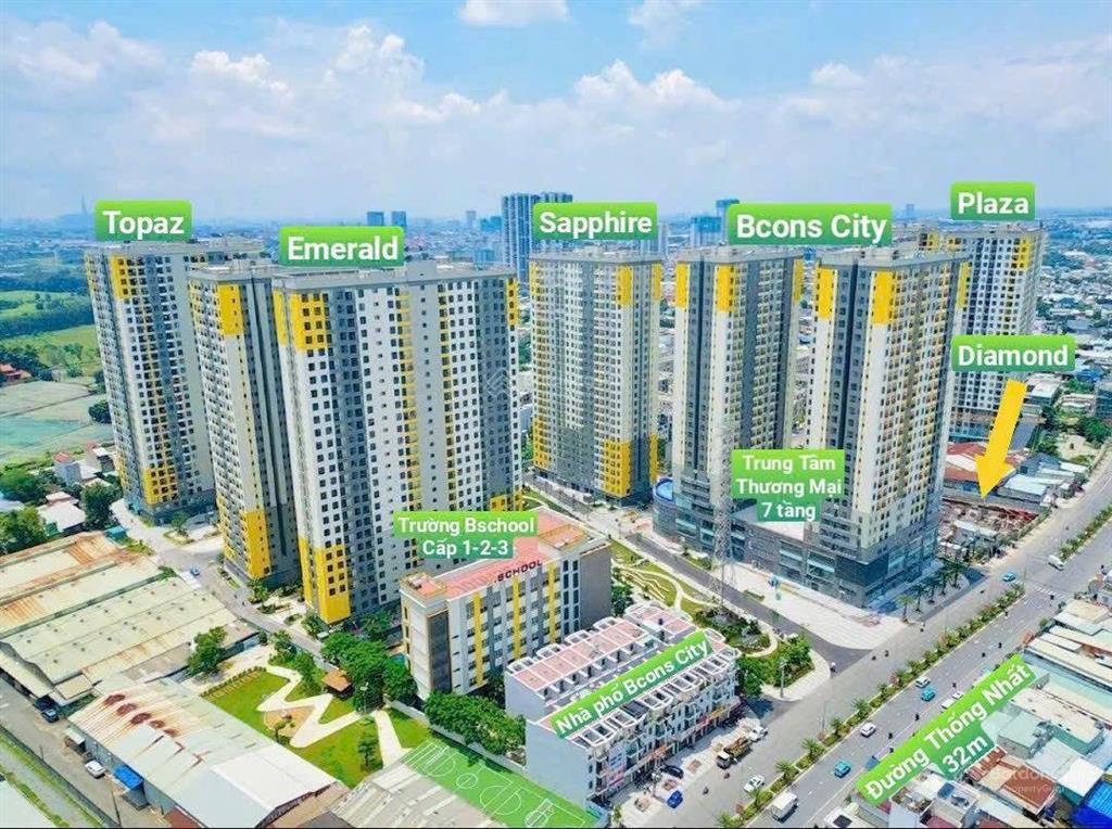 Cần ra gấp căn bcons topaz 2pn 52m² chỉ 2ty250, view hồ đá bao đẹp, sát metro số 1, làng đh