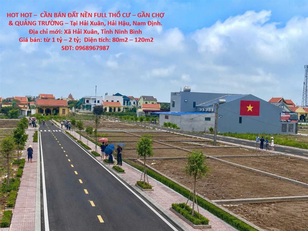 HOT HOT – CẦN BÁN ĐẤT NỀN FULL THỔ CƯ – GẦN CHỢ & QUẢNG TRƯỜNG – Tại Hải Xuân, Hải Hậu,