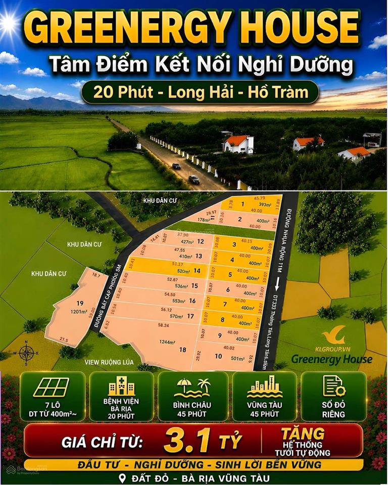 Bán lô đất tại dự án greenery house long tân bà rịa vũng tàu