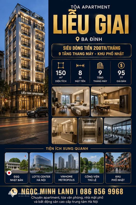 Tòa apartment Liễu Giai - Ba Đình - siêu dòng tiền 200 triệu/tháng - 9 tầng thang máy