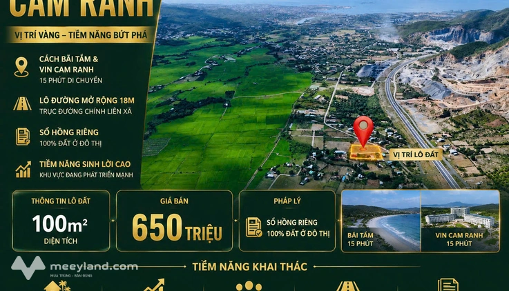 Lô đất sổ sẵn hiếm đường thông rộng 10m quy hoạch mở rộng 18m 100% đất ở đô thị còn 650 triệu