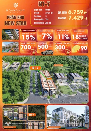 Bán nhà liền kề 90m2 x 5 tầng tại Hoàng Huy New City, Thủy Nguyên, Hải Phòng