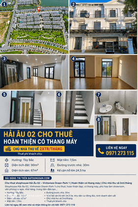 Cho thuê nhà phố Hải Âu 02 - Vinhomes Ocean Park 1 - giá chỉ 25 triệu/tháng