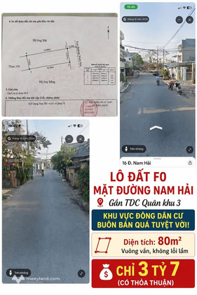 Bán lô đất F0 mặt đường Nam Hải, gần tái định cư quân khu 3, khu vực đông dân cư, buôn bán tốt