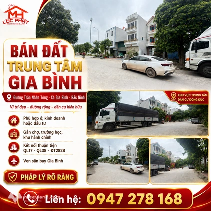 Bán đất đẹp đường Trần Nhân Tông, trung tâm xã Gia Bình