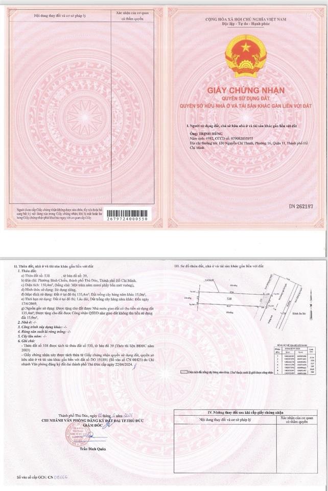 Bán đất tại phường bình chiểu thủ đức (giờ là phường tam bình), 7,5 tỷ, 150,4m2, pháp lý đầy đủ