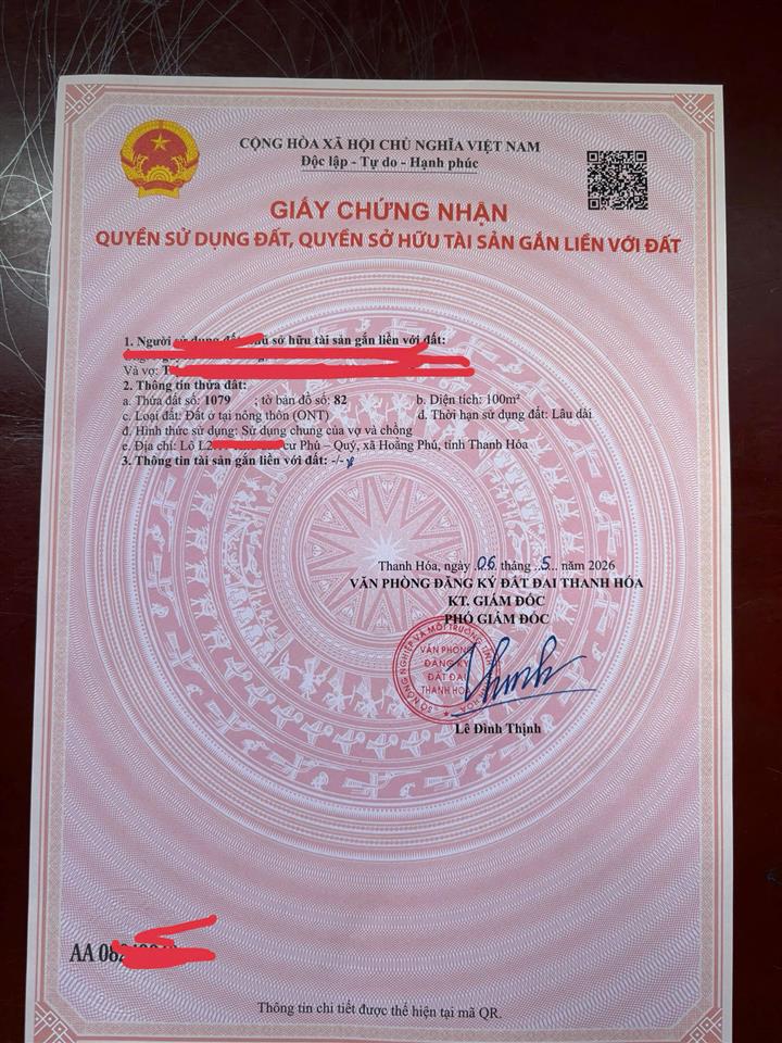 ► ĐẤT NỀN SỔ ĐỎ – MẶT TIỀN QUỐC LỘ 1A – CỬA NGÕ TP. THANH HÓA