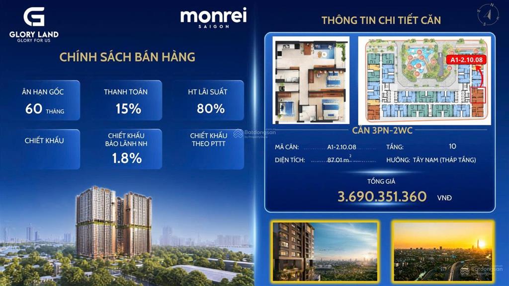 Giỏ hàng độc quyền đặc quyền 3 phòng ngủ góc rẻ nhất tại monrei saigon
