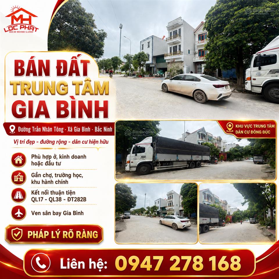 Bán đất đẹp đường trần nhân tông trung tâm xã gia bình