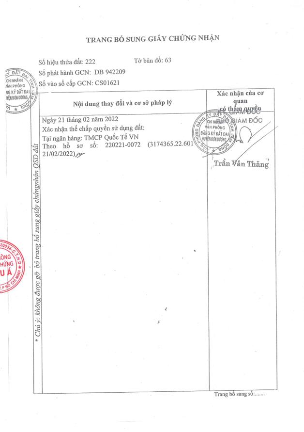 Bán qsdđ và tài sản gắn liền với đất tại thửa đất số 222, tờ bản đồ 63, x.đơn dương, t.lâm đồng