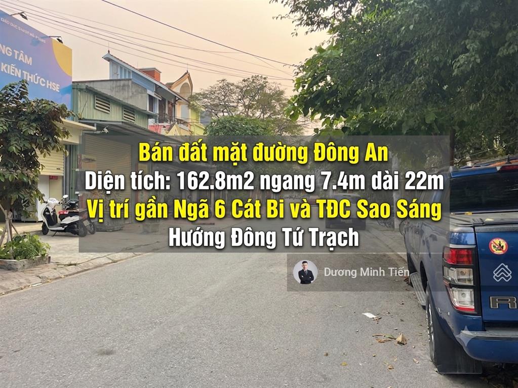 162.8m2 đất mặt đường đông an mặt tiền 7.4m