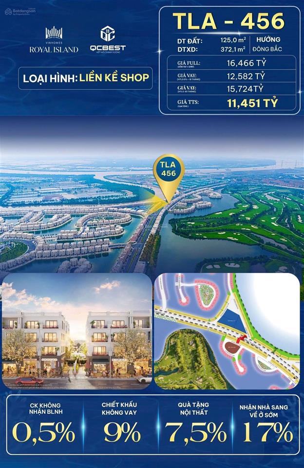 Liền kề shop tla456 trục chính đảo vũ yên diện tích 125m xây 4 tầng giá tts chỉ 11,451 t