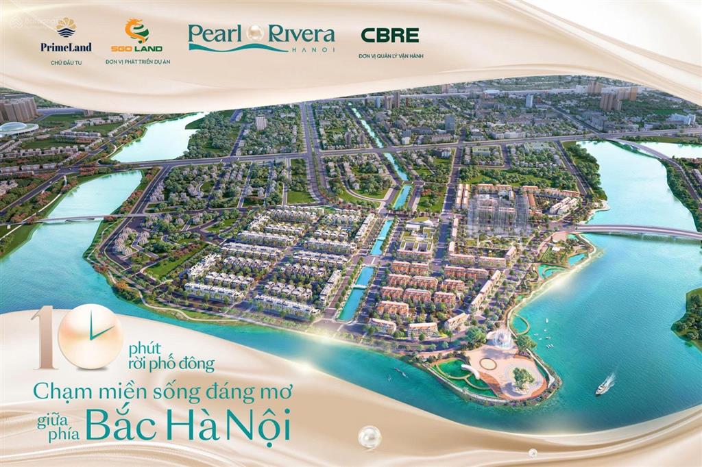 Pearl rivera mê linh 3 mặt tiếp giáp hồ vân trì, đường 48m, giá 110tr/m². pkd cđt 0941 617 ***