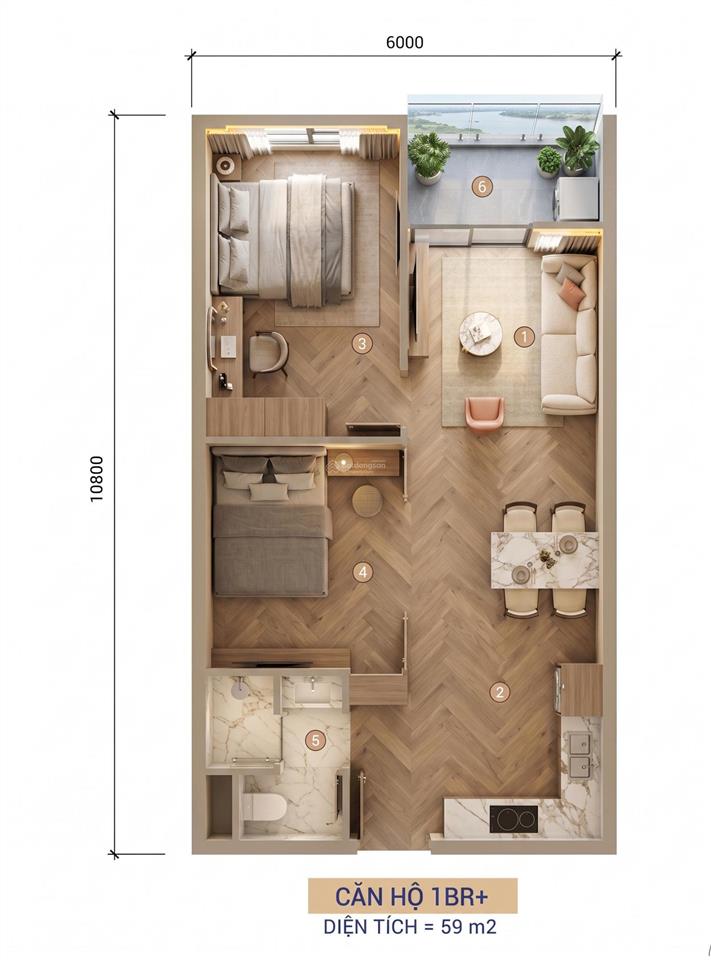 Căn hộ cao cấp sun group slight, khu euro villa 2, 2 pn, diện tích 58m², giá tts 2.7 tỷ