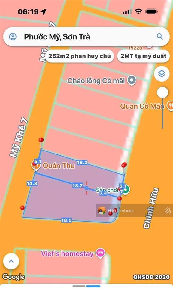 Bán lô góc 3mặt tiền đường chính hữu gần nguyễn công trứ gần biển mỹ khê 235m/49,5 tỷ ngang (15x18)