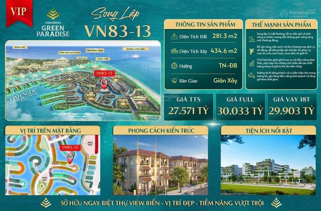 Biệt thự song lập biển hồ độc quyền voucher 810%
